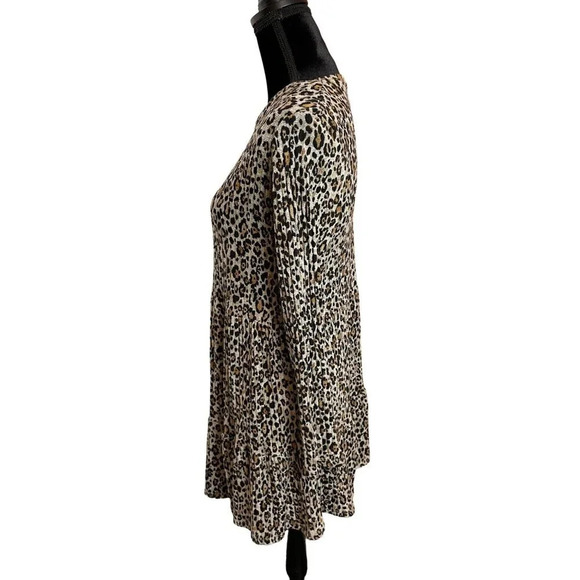 Zara‎ Trafaluc Size Large Leopard Print Long Sleeve Tunic Shift Dress Party - Picture 5 of 8